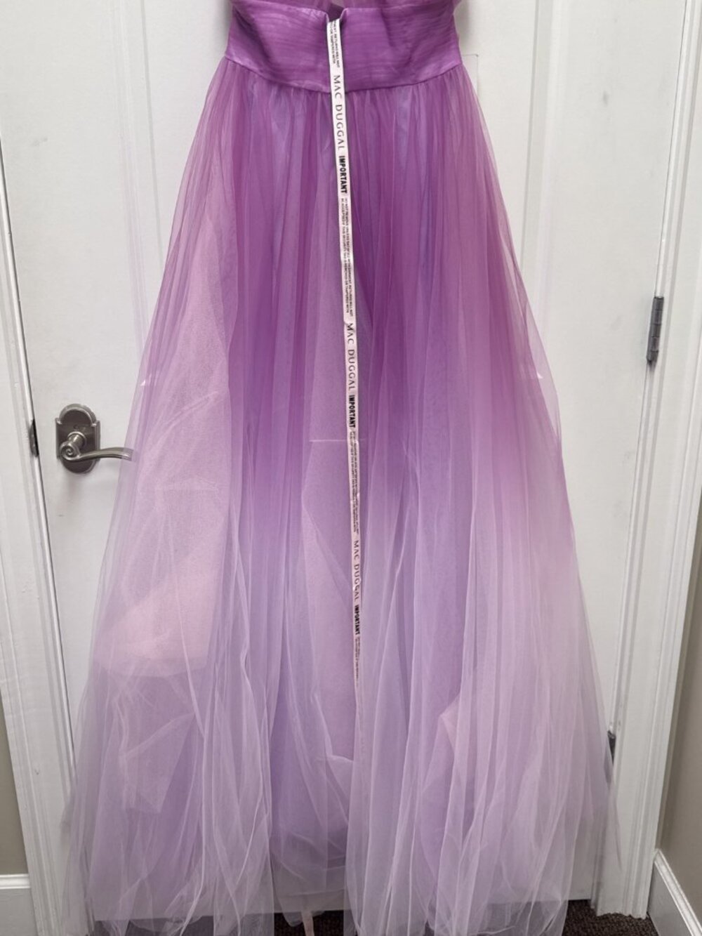 MAC DUGGAL Size 4 Purple Ombre 20554 Cross Front Ombre Ball Gown Dress Formal - Picture 6 of 10